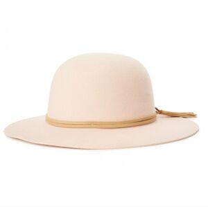Brixton Blush/Cream Wide-Brim Hat with Tan Band, size XS